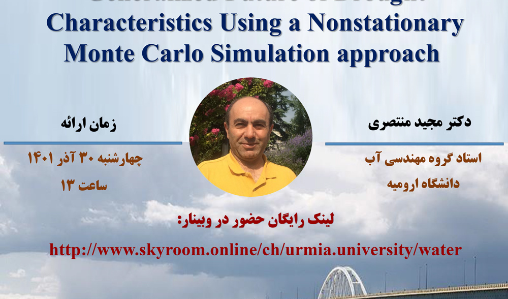 برگزاری وبینار با موضوع "Generalized Future Drought Characteristics Using a Nonstationary Monte Carlo Simulation approach"
